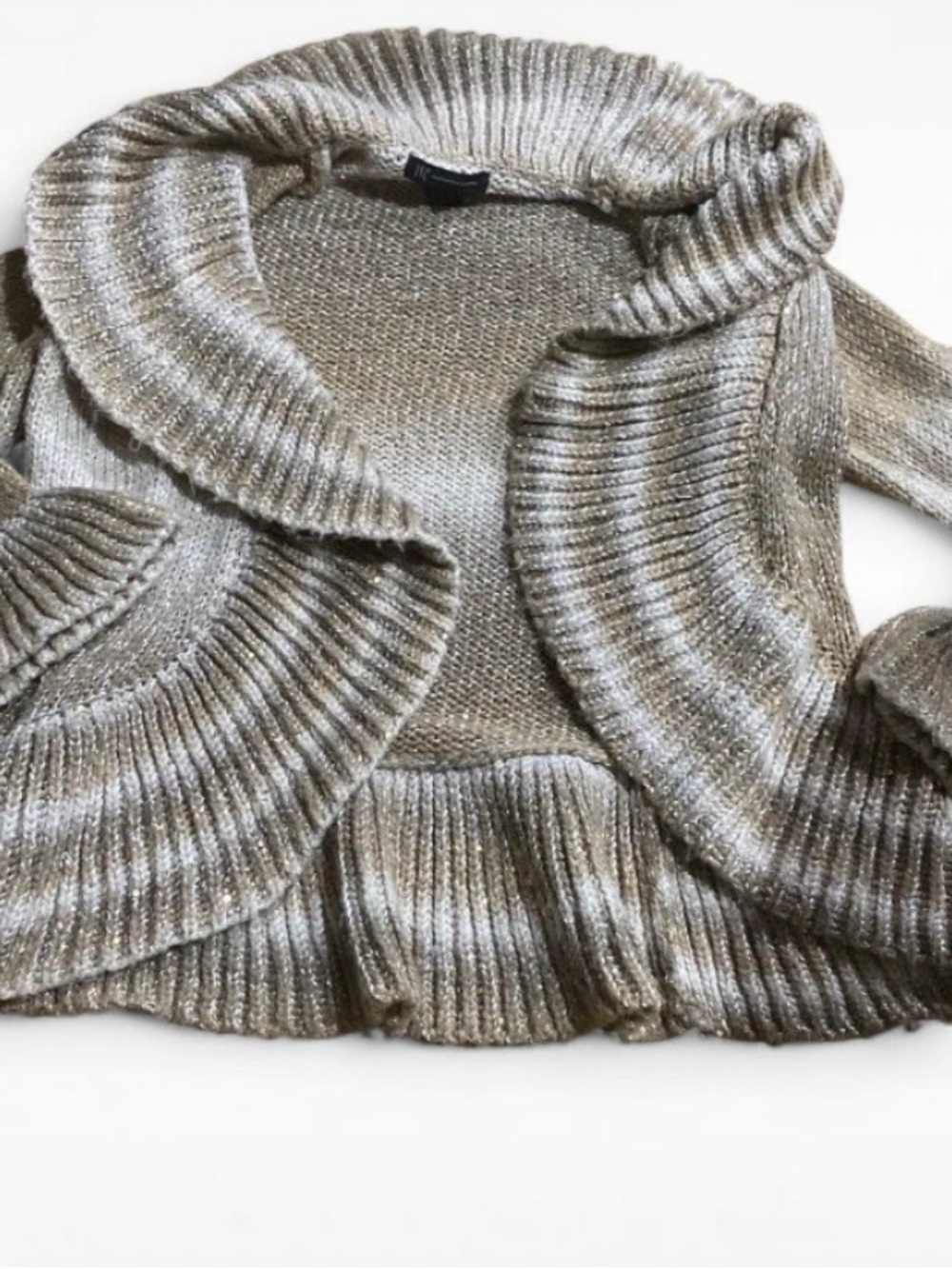INC International Concepts Metallic Silver Open-Front Cardigan Sweater Jumper